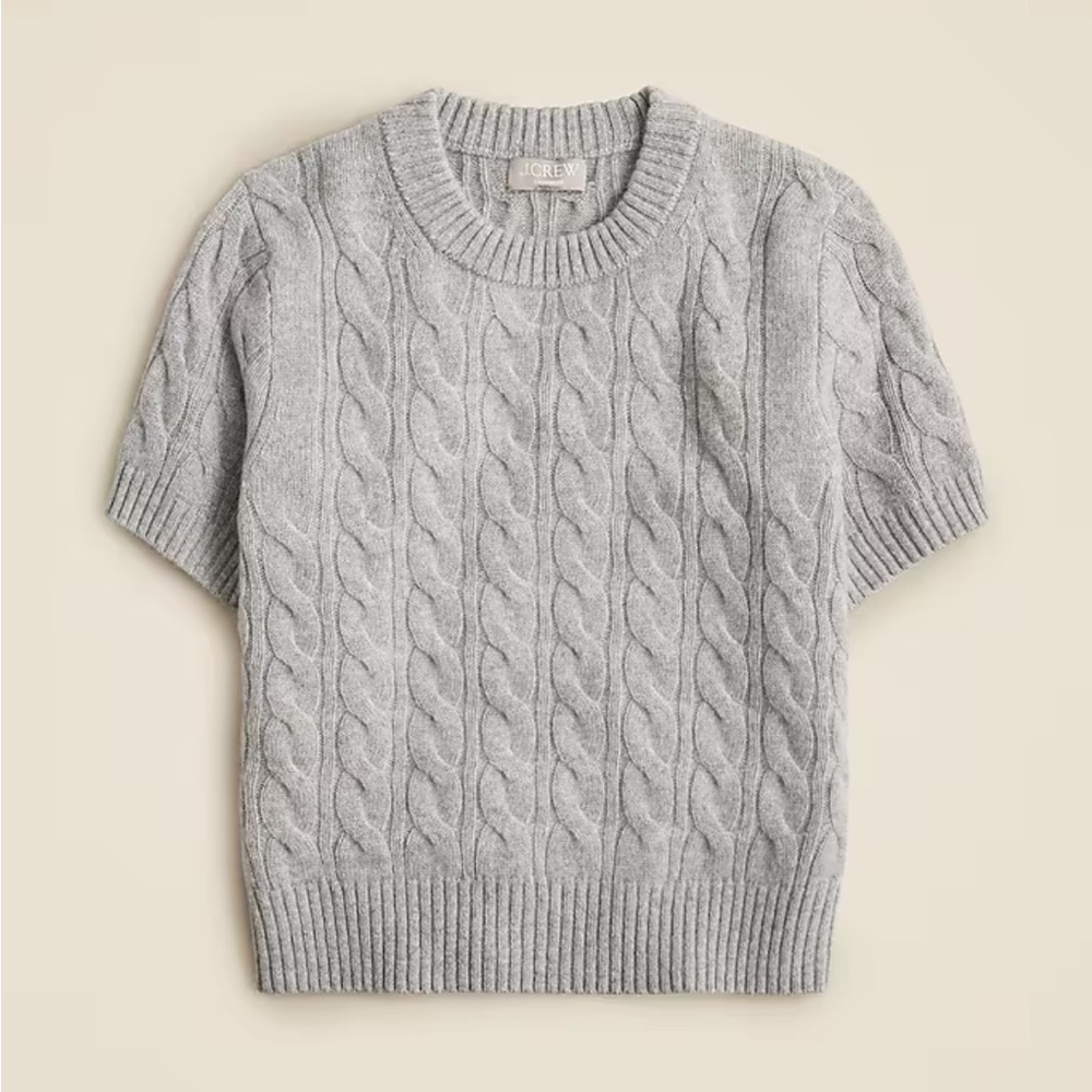 Cashmere cable-knit T-shirt — Grey